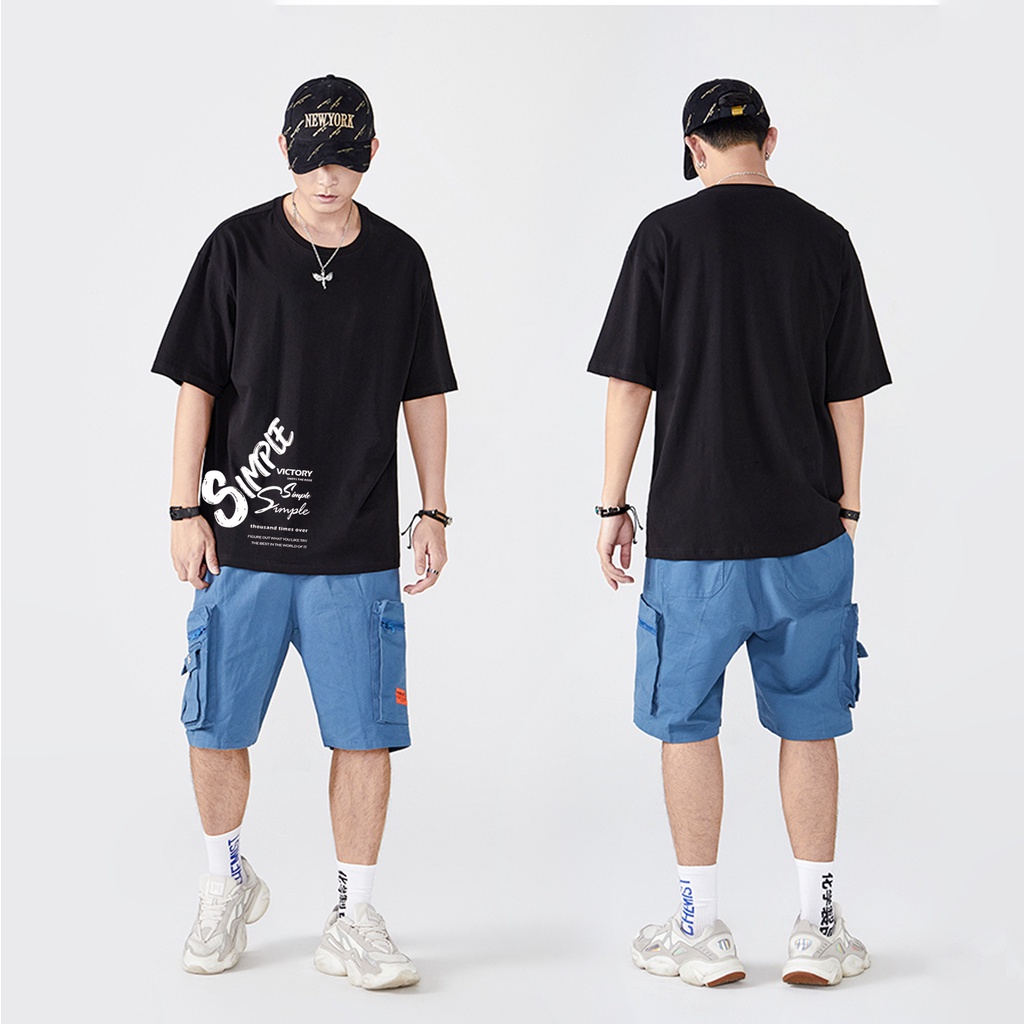 Áo phông unisex Blamor nam nữ tay lỡ in hình Simple cotton B002