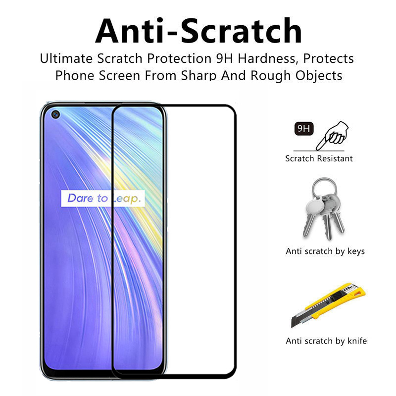 Realme Narzo Tempered Glass Full Coverage Glass Film For Realme 6 5 X2 Pro XT 5i 6i 5s C11 C3 C2 C1 Screen Protector and Camera Lens Glass Protector
