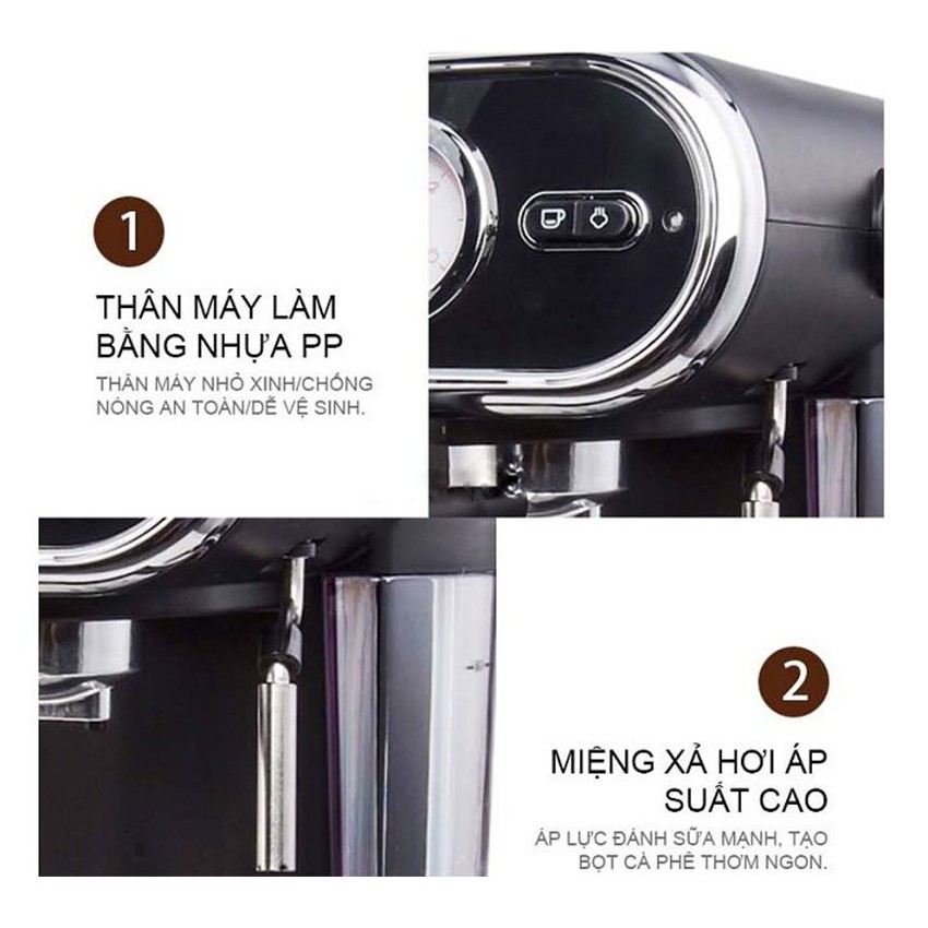 Máy pha cà phê Espresso 15 bar Tiross TS6211 tặng máy xay TS530