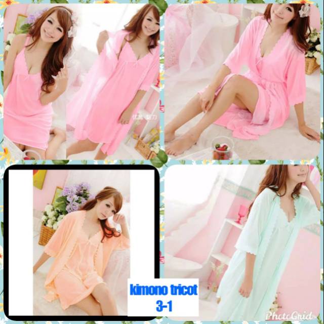 Áo choàng ngủ kiểu kimono xinh xắn thoải mái cho nữ