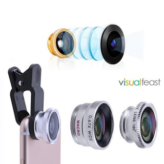 😉[Ready Stock/COD]😉3 in 1 Fish Eye+ Wide Angle+ Macro Camera Lens Kit for Phone