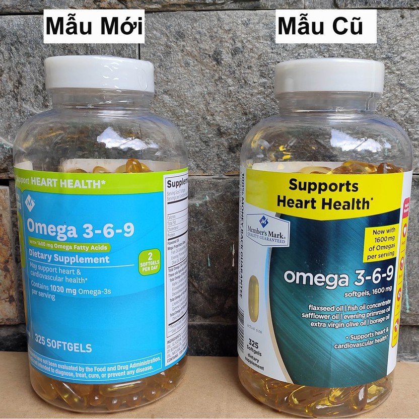 GIẢM GIÁ Viên uống Member's Mark Omega 3-6-9 Supports Heart Health 325 viên của Mỹ omega 369 SALE KHÔ MÁU