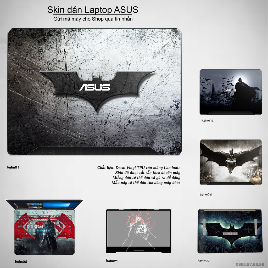 Skin dán Laptop Asus in hình Người dơi (inbox mã máy cho Shop)