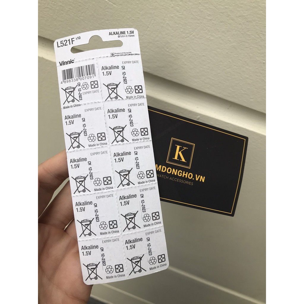 Vỉ 10 viên pin Vinnic SR521SW 521 379 AG0 384 L521F AG0 – LR521H – 379A - SR521 -618- SR63 -521 1.55V
