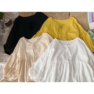 Áo baby doll tay bo