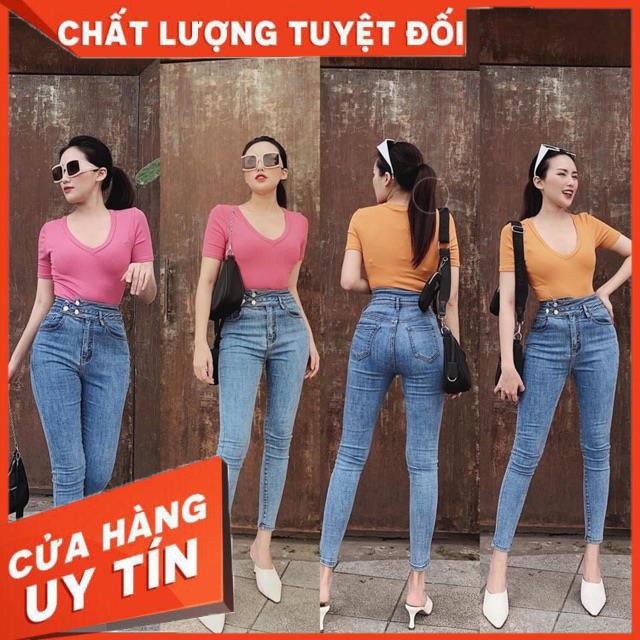 QUẦN JEANS ÔM LƯNG CAO 2 Nút chất siêu mềm giãn | WebRaoVat - webraovat.net.vn