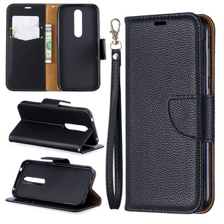 Casing Nokia 2.2/3.2/4.2 lychee pattern solid color leather phone case