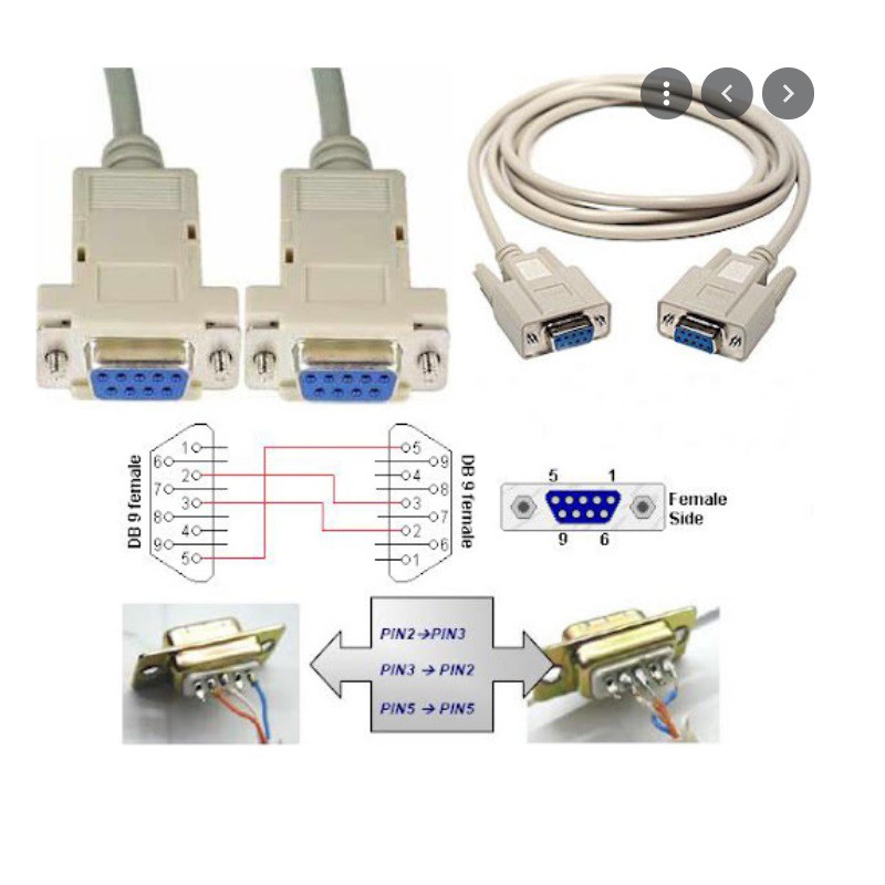 Dây USB com - 2 đầu âm RS232, cáp com 9 chân 2 đầu âm nối chéo 1.5M - Hàng chính hãng