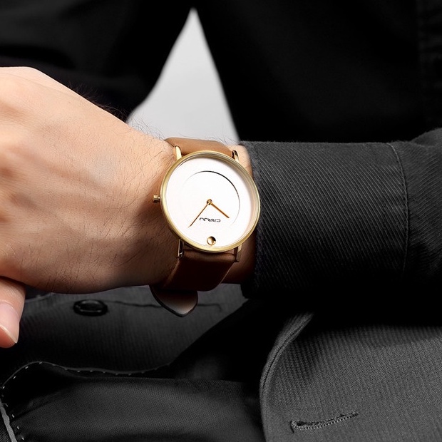 Đồng hồ đeo tay CRRJU 2106 XL cho nam máy quartz thương hiệu chính hãng da không thấm nước