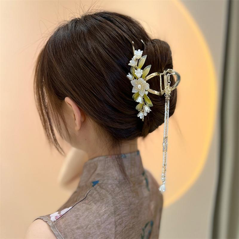 Kẹp Tóc Hình Hoa Màu Xanh Lá Xinh Xắn Thời Trang Mùa Hè Theo Phong Cách Hàn