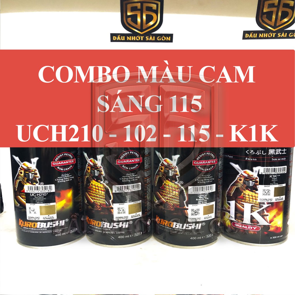 [ COMBO 4 CHAI ] SƠN SAMURAI MÀU CAM SÁNG UCH210 - 102 - 115 - K1K