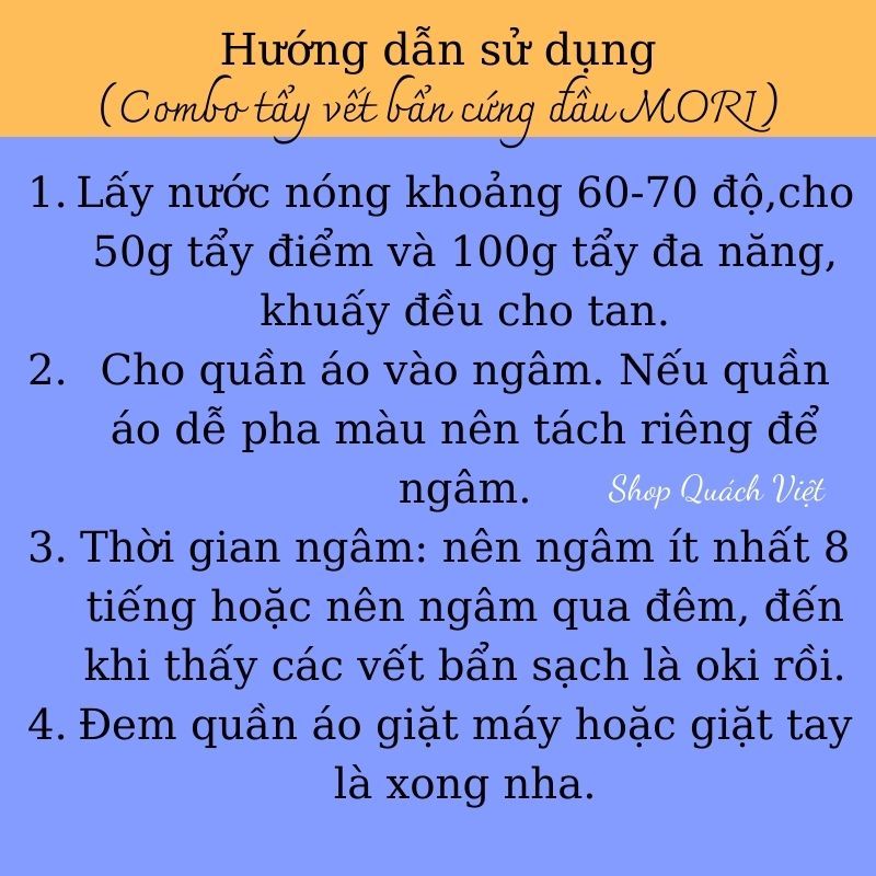 Combo tẩy mốc quần áo, tẩy vết bẩn cứng đầu, tẩy điểm MORI