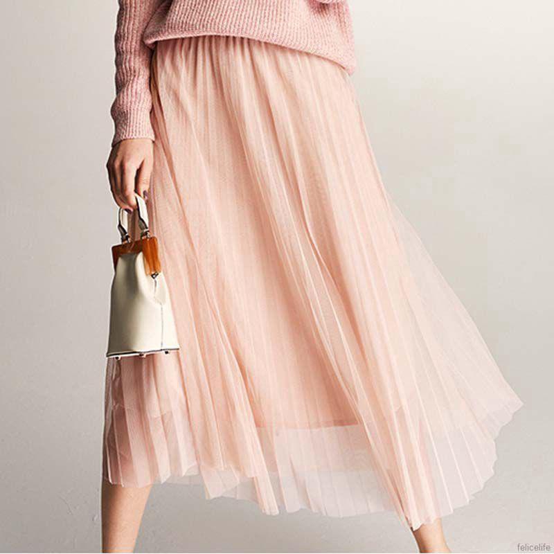 Chân váy vải tuyn lưng cao thời trang cho nữ | BigBuy360 - bigbuy360.vn