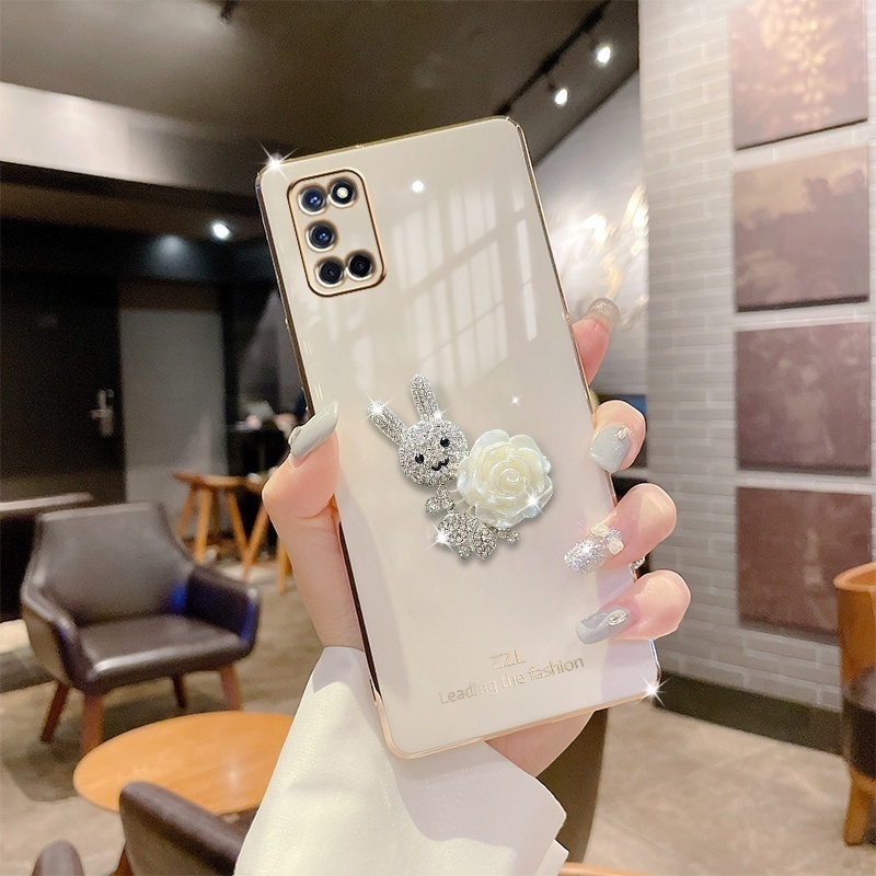 Ốp Điện Thoại Viền Vuông Mềm Trang Trí Hình Thỏ Sang Trọng Cho Samsung Galaxy A24 4G A14 4G 5G LTE