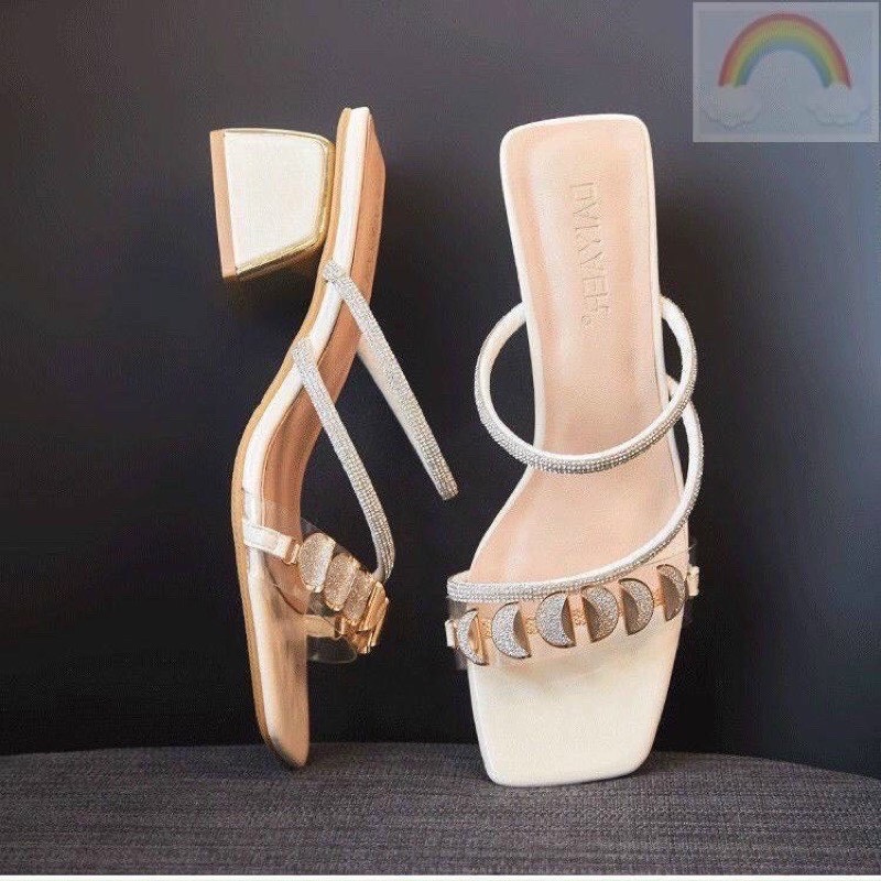 Dép nữ 5cm phối quai mặt trăng pha dây hottrend của năm