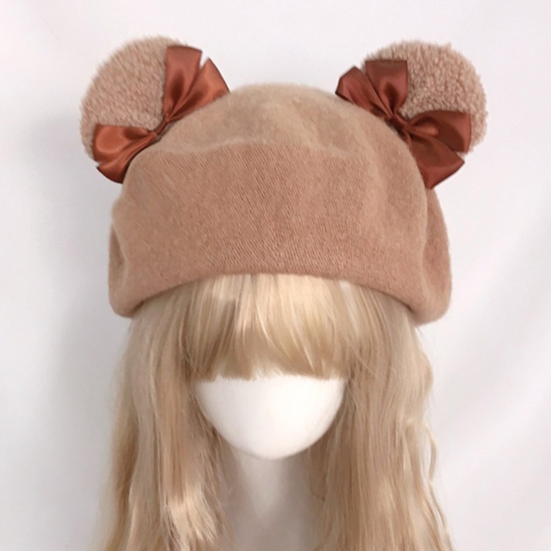 Mũ Nồi Kiểu Họa Sĩ Lolita Tai Gấu Dễ Thương Giữ Nhiệt Thời Trang