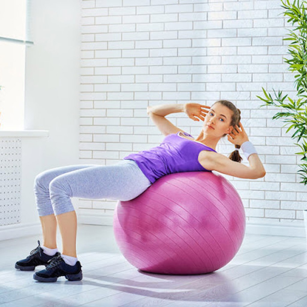 Bóng Tập Yoga 75Cm Cao Cấp Chống Nổ (Dày 2mm) - Tặng Kèm Bơm – Kim Bơm Bóng Dự Phòng - Chính Hãng Amalife