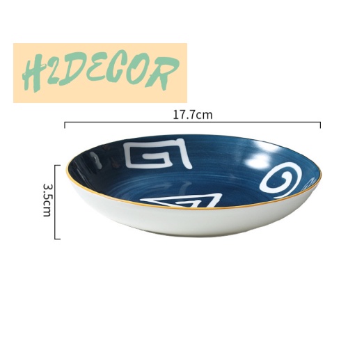 Đĩa sứ tròn 17cm hoạ tiết phong cách Nhật Bản - H2DECOR