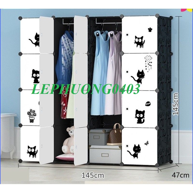TỦ NHỰA LẮP GHÉP 16 Ô ĐỰNG QUẦN ÁO VÀ ĐỒ DÙNG CÁ NHÂN ĐA NĂNG, TIỆN LỢI