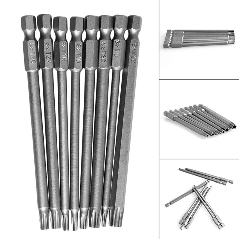 Set 8 mũi khoan T8-T40 100mm đầu lục giác từ tính 1/4"