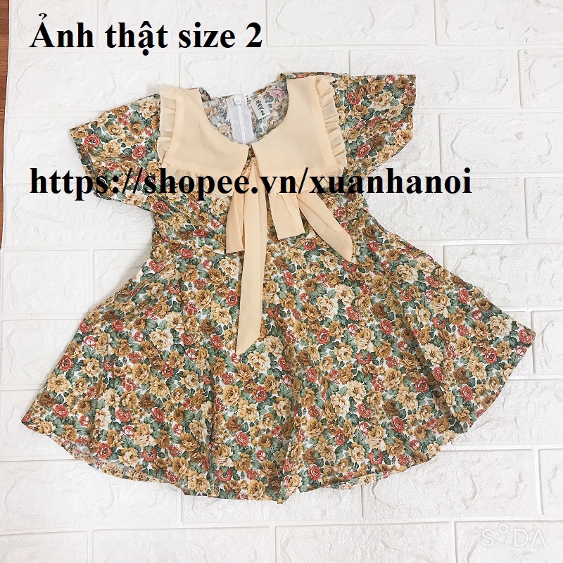 Váy đầm bé gái hoa hồng cổ sen vuông XHN288 từ 8-30kg