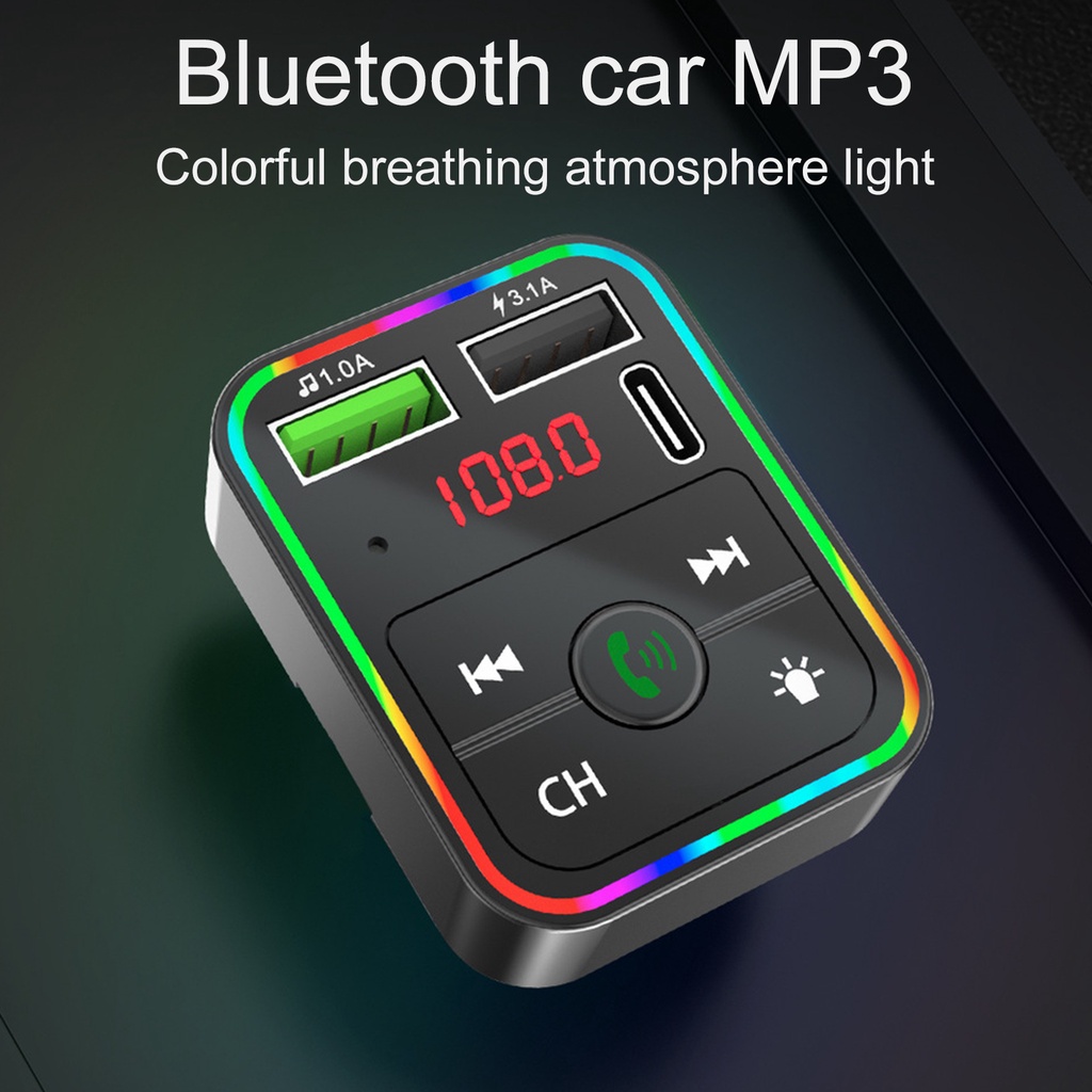 Máy nghe nhạc MP3 Bluetooth 5.0 TF/U Disk 3.1A FM F2 màn hình LED hỗ trợ thẻ nhớ TF cho xe hơi