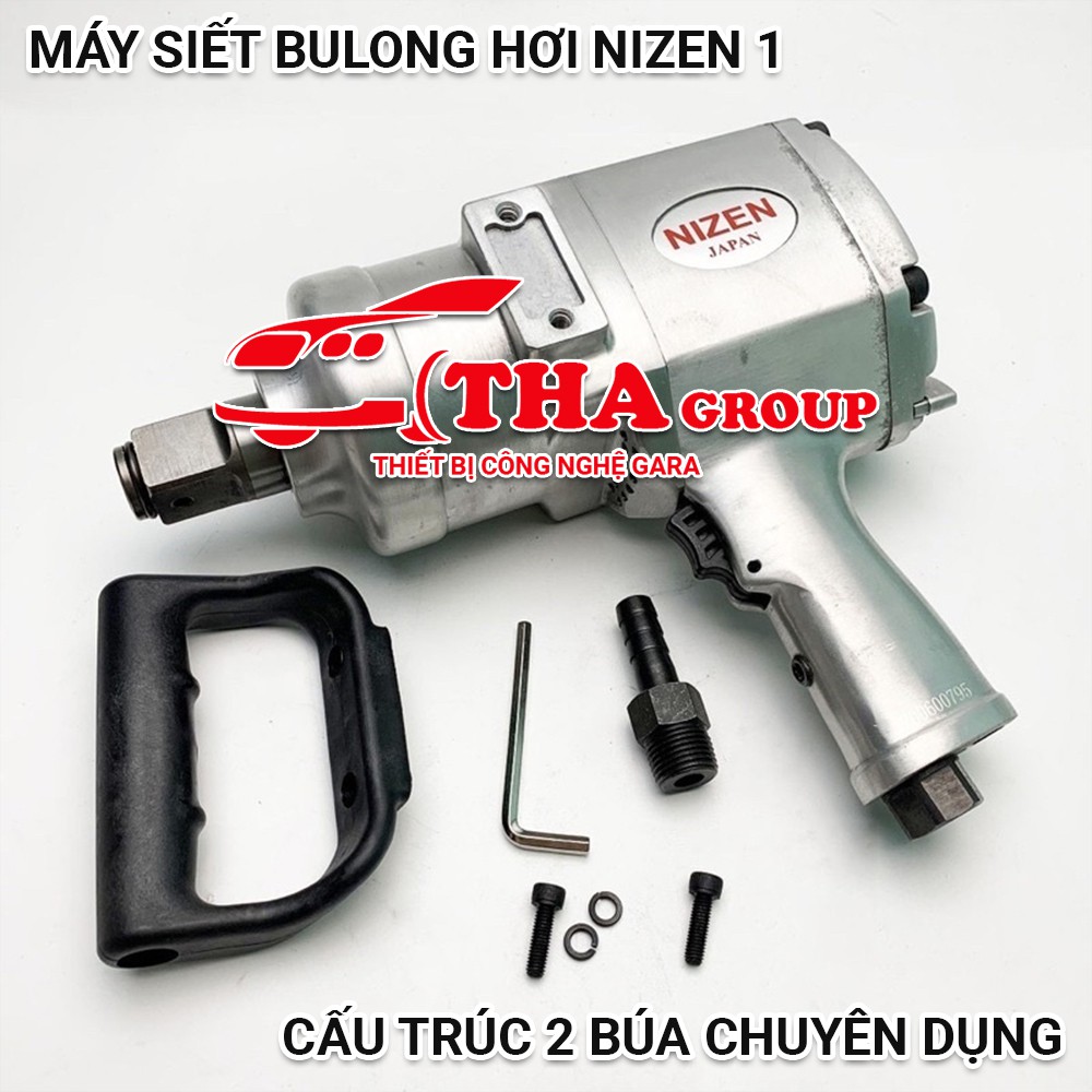 Máy siết bulong hơi NIZEN 1&quot;, cấu trúc 2 búa chuyên dụng - Bảo hành 12 tháng