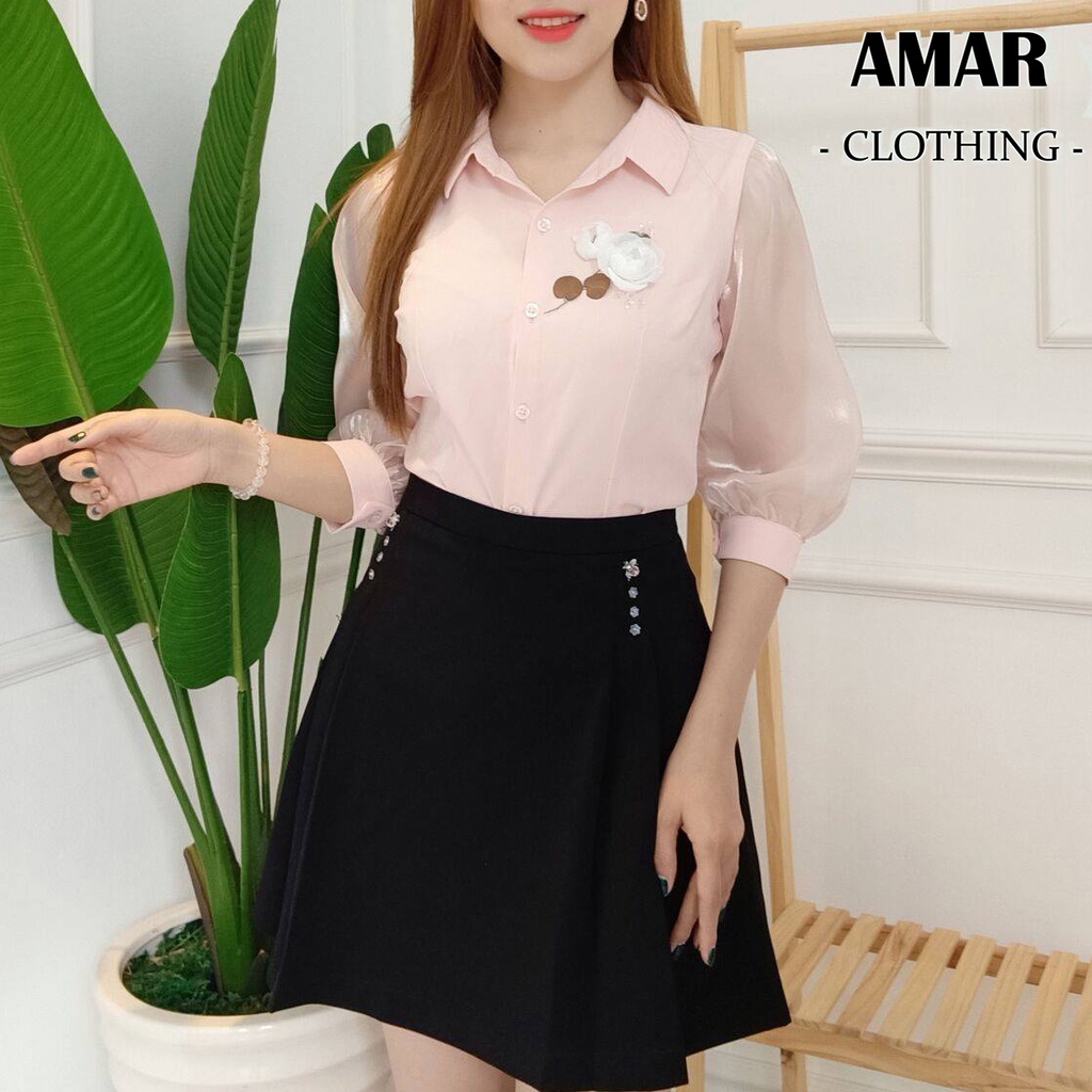 - Áo sơ mi nữ thiết kế vải lụa hàn nhập cao cấp tay bồng phong cách cực sang trọng - A2