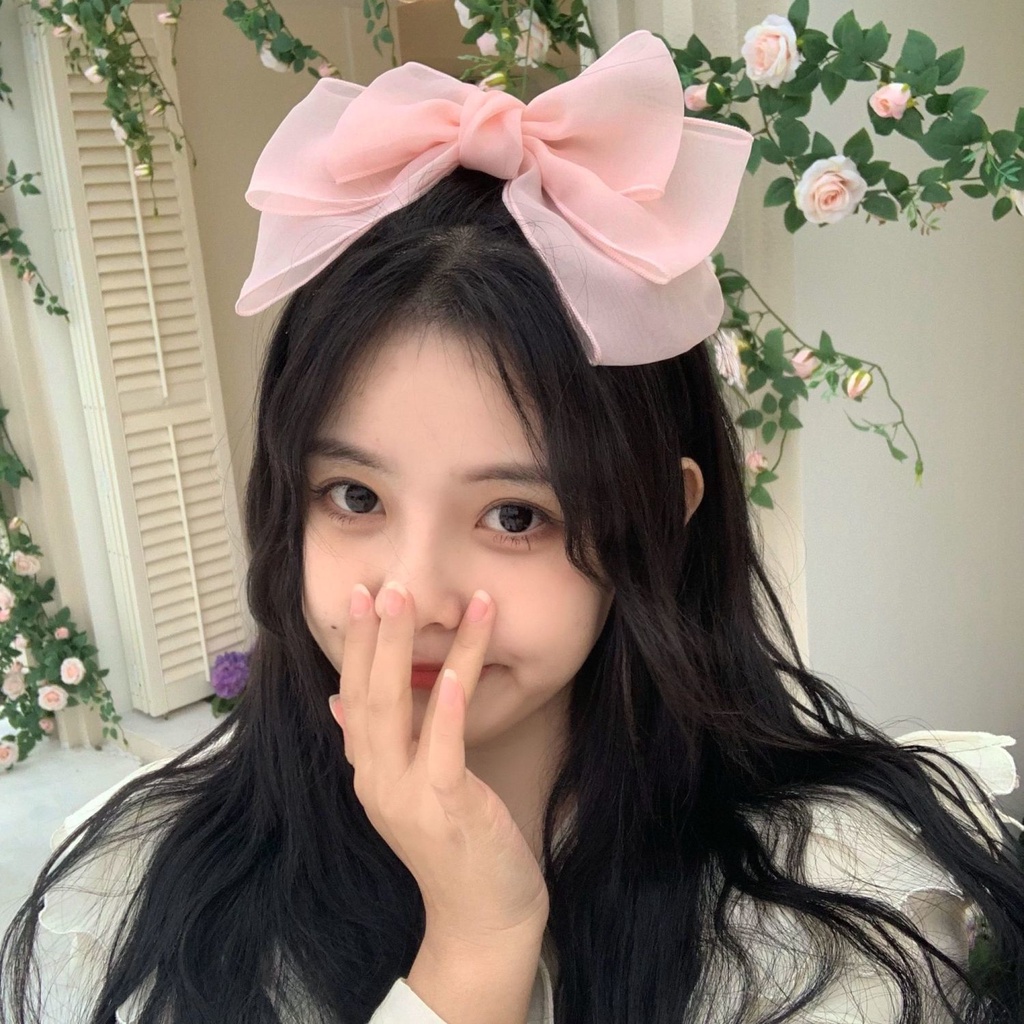 Kẹp Tóc Hình Nơ Lưng Màu Hồng Hoa Anh Đào Hàn Quốc Cho Nữ