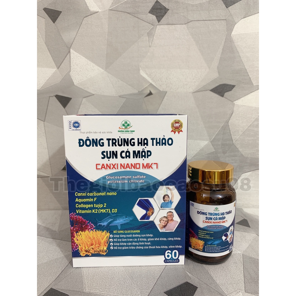 Viên uống Đông trùng hạ thảo sụn cá mập Canxi nano MK7 Hộp 60 viên