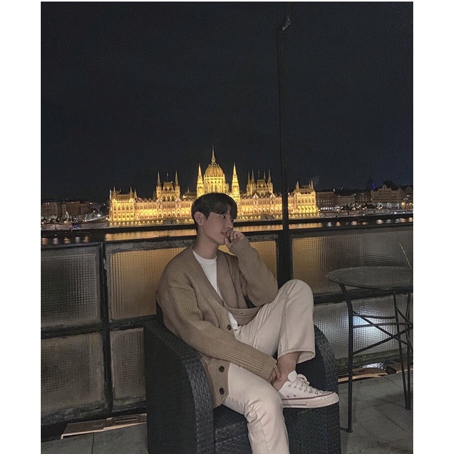 Áo cardigan len gân unisex Mocha Guy style Hàn Quốc