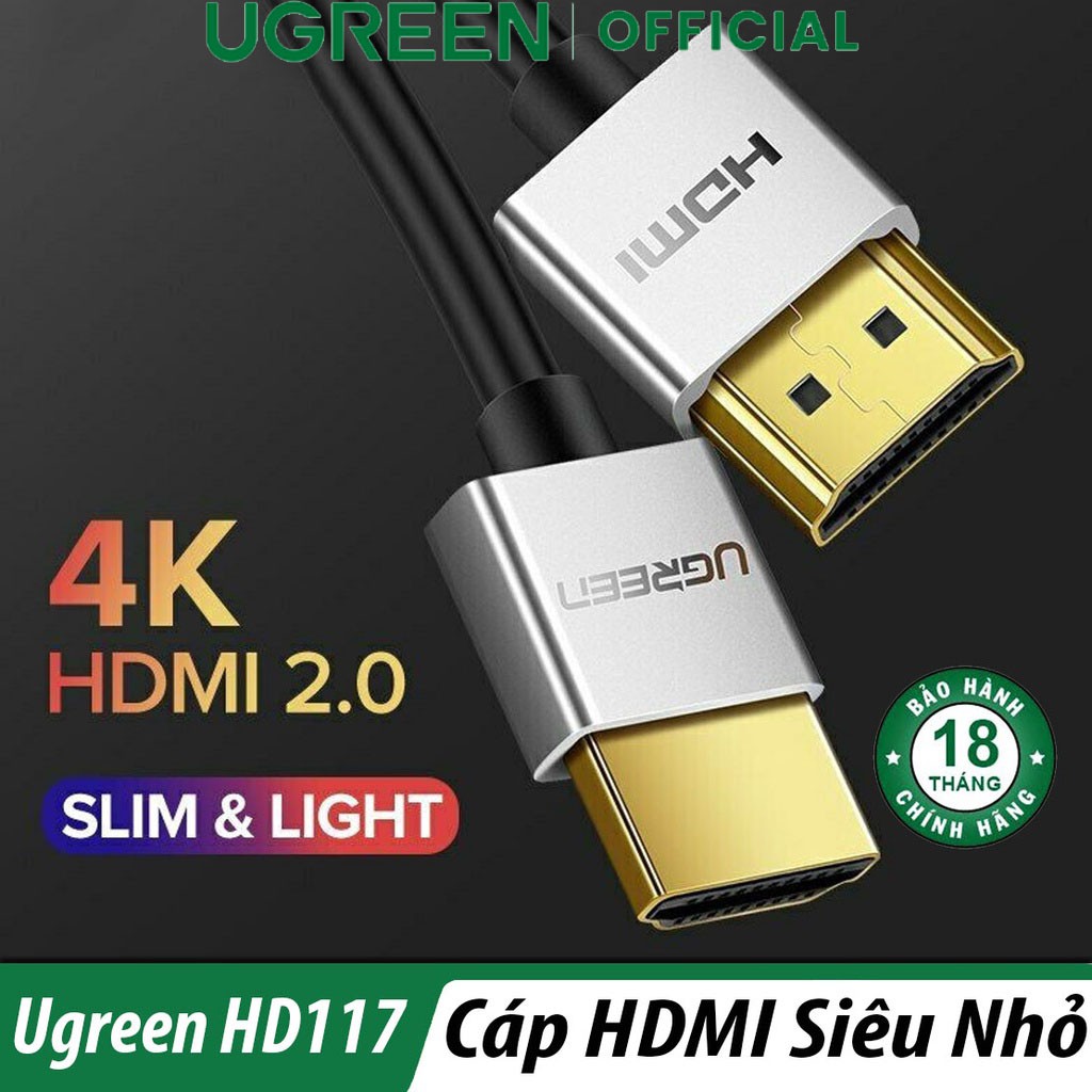 Cáp Tín Hiệu HDMI 2.0 Cao Cấp Hỗ Trợ 4K@60Hz Ugreen HD117 Chính Hãng