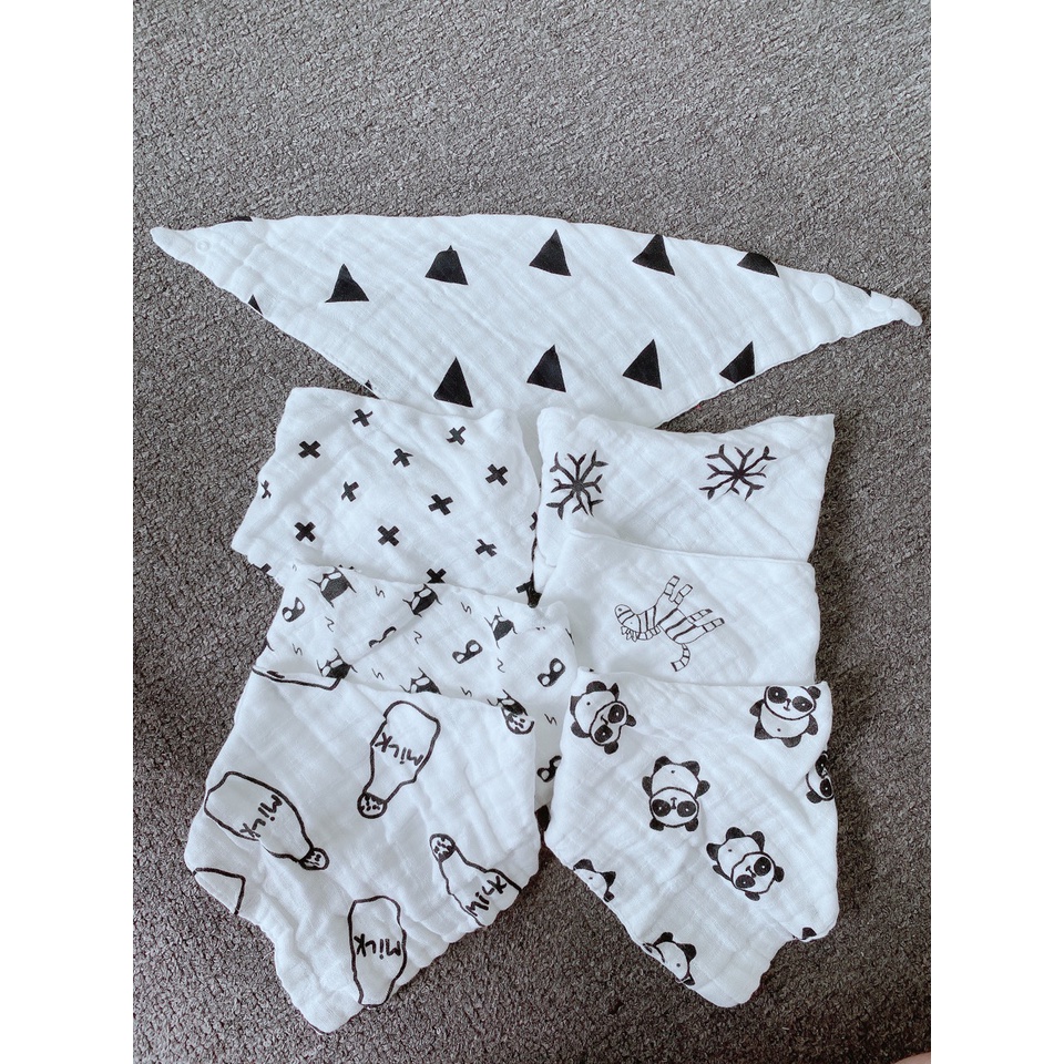 Yếm Nhăn Tam Giác Bấm Cúc Mẫu Mới 4 Lớp Cao Cấp Cho Bé | Minizon Kids