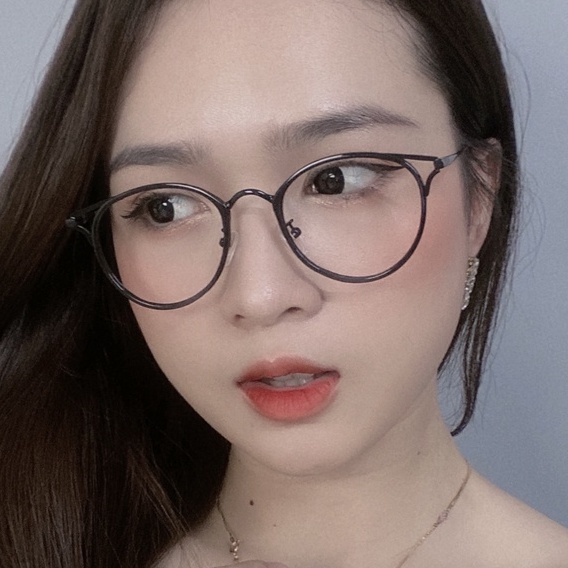 Gọng Kính Cận, Kính Mắt Giả Cận Nam Nữ, Chống Ánh Sáng Xanh, Mắt Mèo Gọng Kim Loại Full Đen, Trong Suốt  - BLUE LIGHT