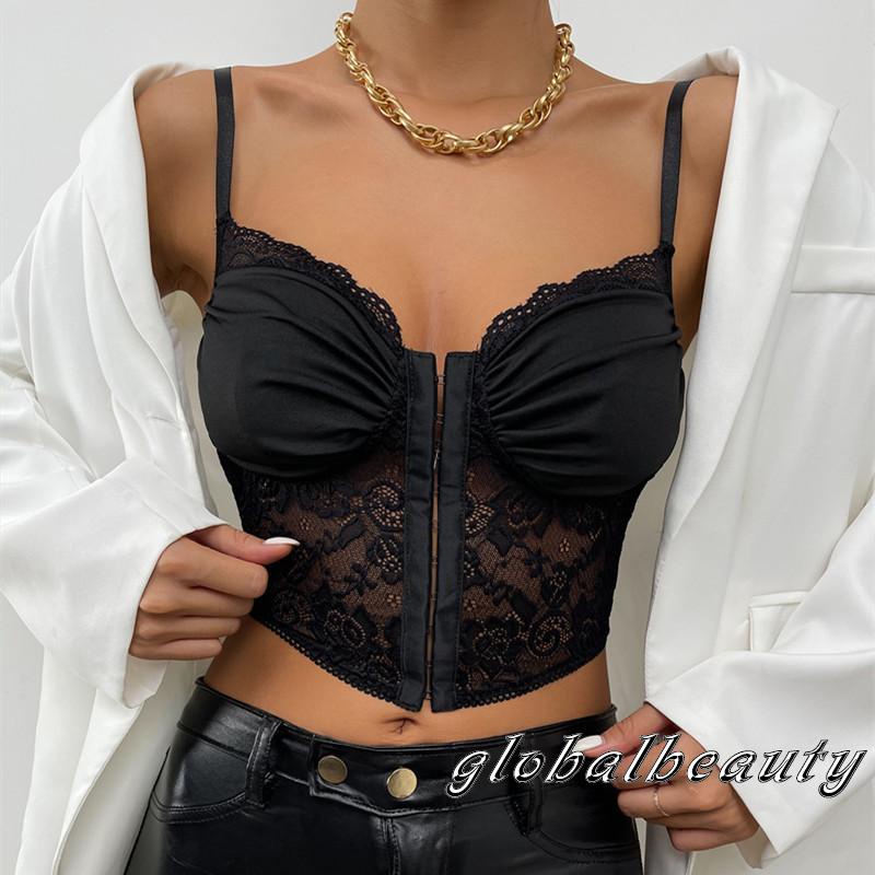Áo 2 dây ôm dáng viền ren xếp ly màu đen size S/M/L cho nữ