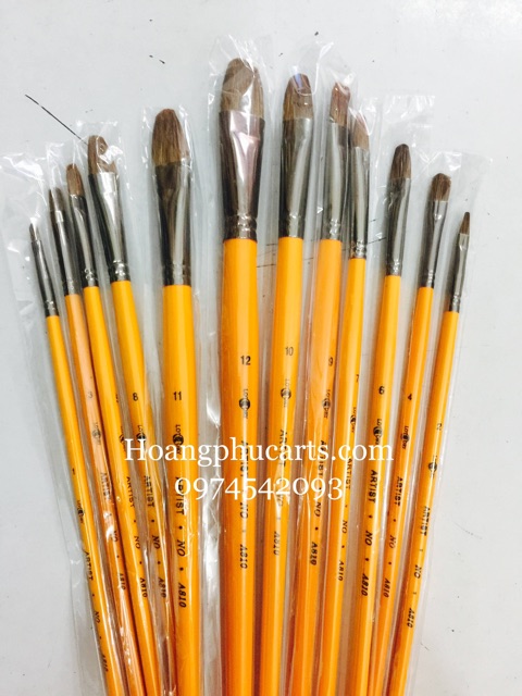 Combo 2 bộ bút vẽ màu acrylic 3d: 1 bộ bút cán vàng + 1 bộ bút lông xù