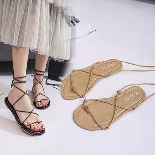 Giày sandal xỏ ngón đi biển phối quai chéo phong cách thời trang Hàn Quốc cho nữ