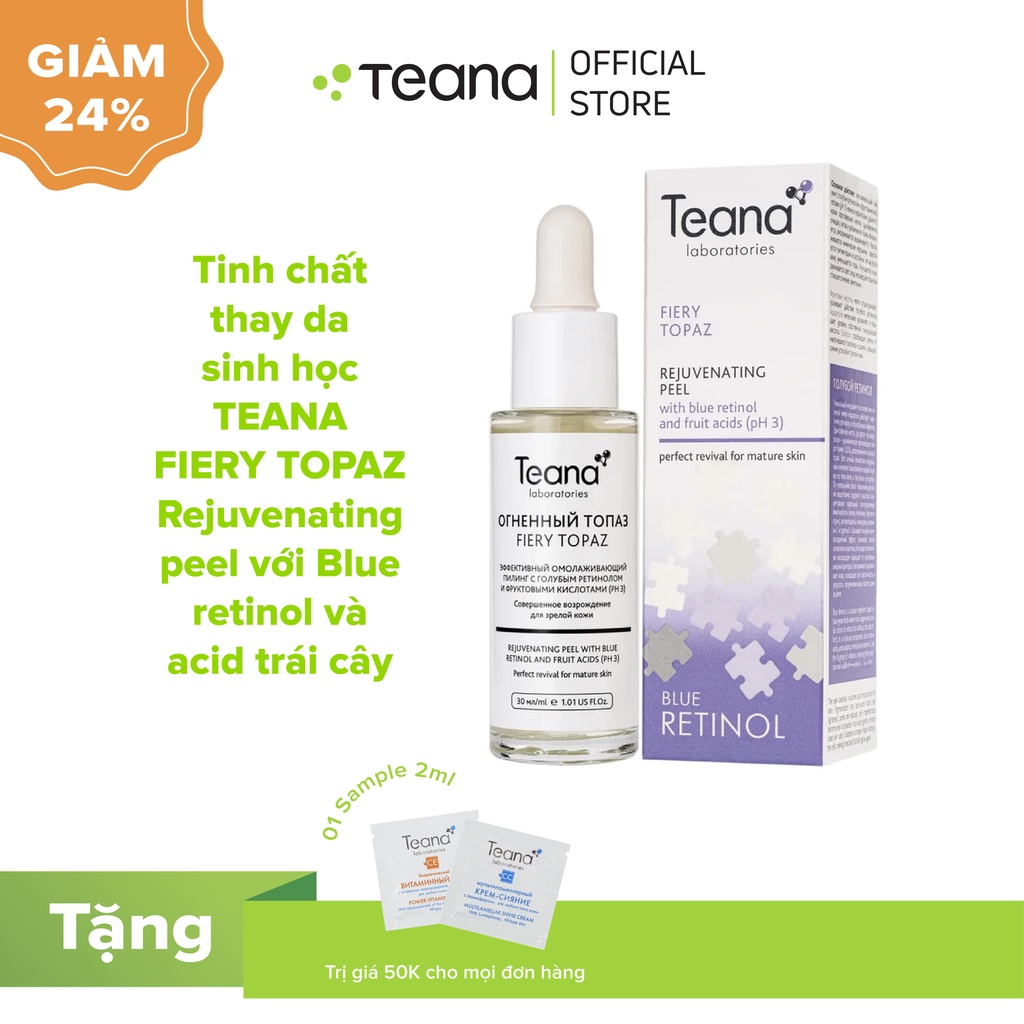 Tẩy da chết hóa học Teana Blue Retinol Fiery Topaz Rejuvenating peel cho da căng bóng, láng mịn, giảm mụn