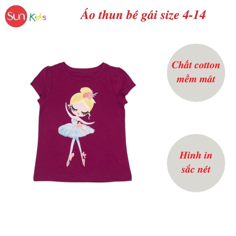 Áo thun cho bé gái, áo phông bé gái chất cotton mềm mát, size 4 - 14 tuổi - SUNKIDS1