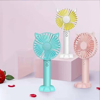 Quạt mini cầm tay tiện dụng handy fan 3 tốc độ gió tai mèo cao cấp có đèn