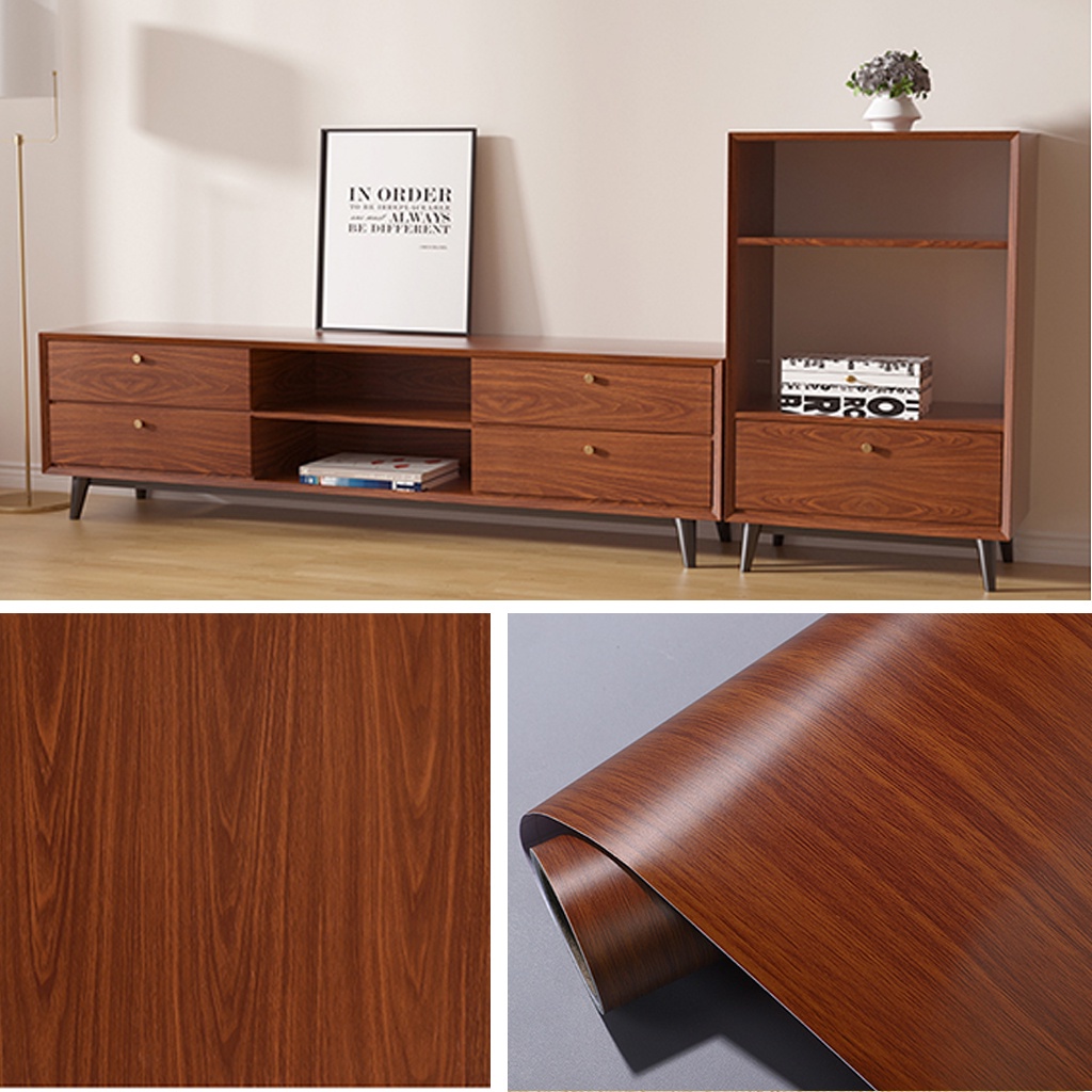 Decal dán tường giả gỗ giấy dán tường vân gỗ decor trang trí bàn tủ dán sàn nhà giả gỗ chống nước có keo sẵn khổ 1,2m