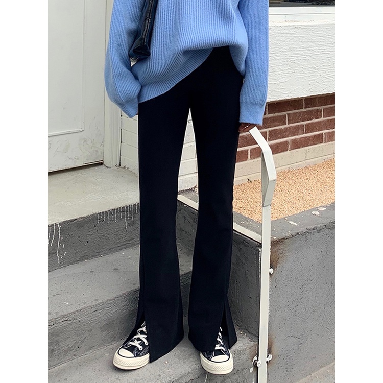 Quần Dài Ống Rộng Thiết Kế Xẻ Tà Thời Trang Xuân Thu Cá Tính Cho Nữ