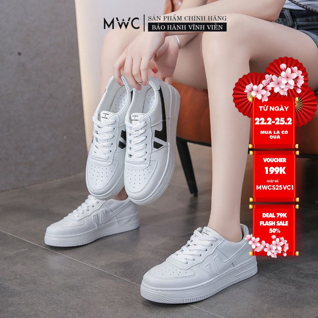 Giày Thể Thao Nữ thời trang giày sneaker da đế cao trẻ trung thời thượng MWC NUTT- 0599