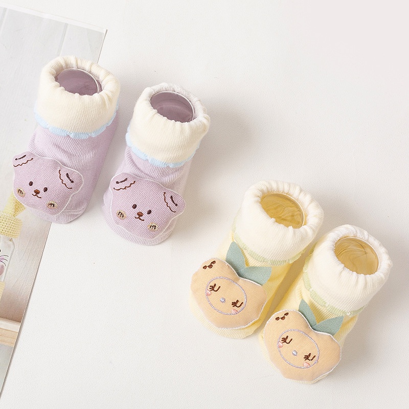 Set 2 Đôi Tất Cotton Chống Trượt Dễ Thương Cho Bé