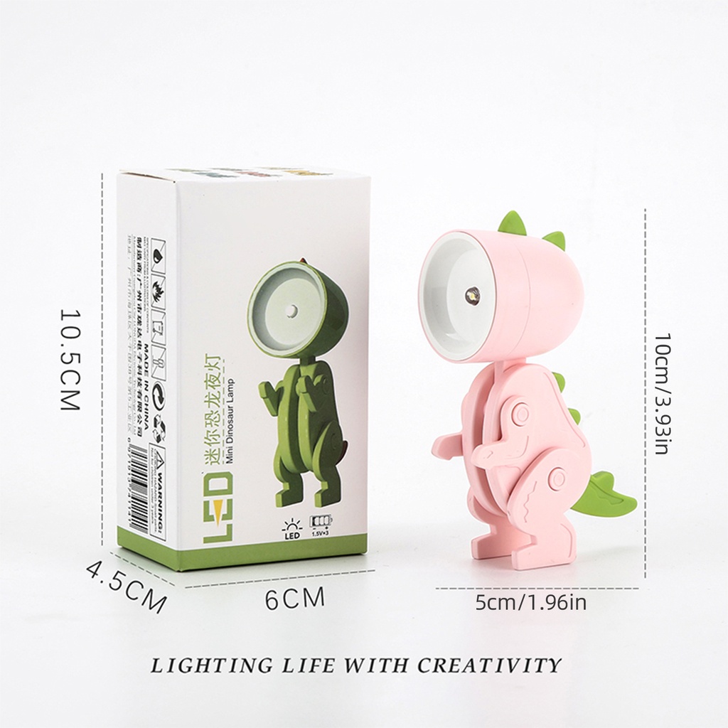 Đèn Ngủ LED Mini Hình Khủng Long Dễ Thương Gấp Gọn Sử Dụng Pin Trang Trí Lễ Tốt Nghiệp