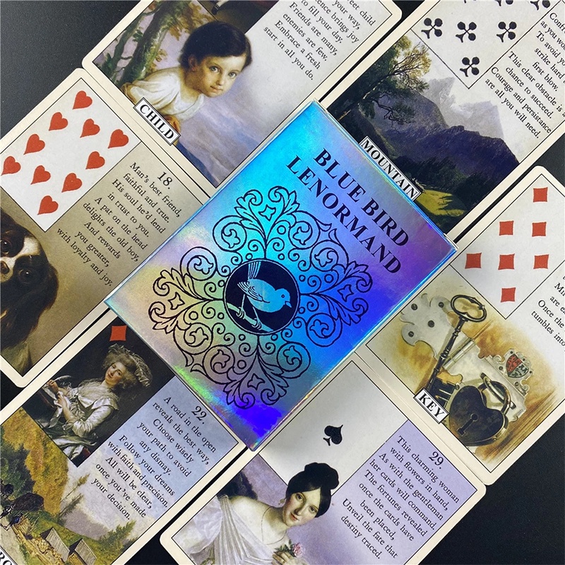 Blue Bird Lenormand  Thẻ Trò Chơi Oracle Hình Chim Lenormand Dễ Thương
