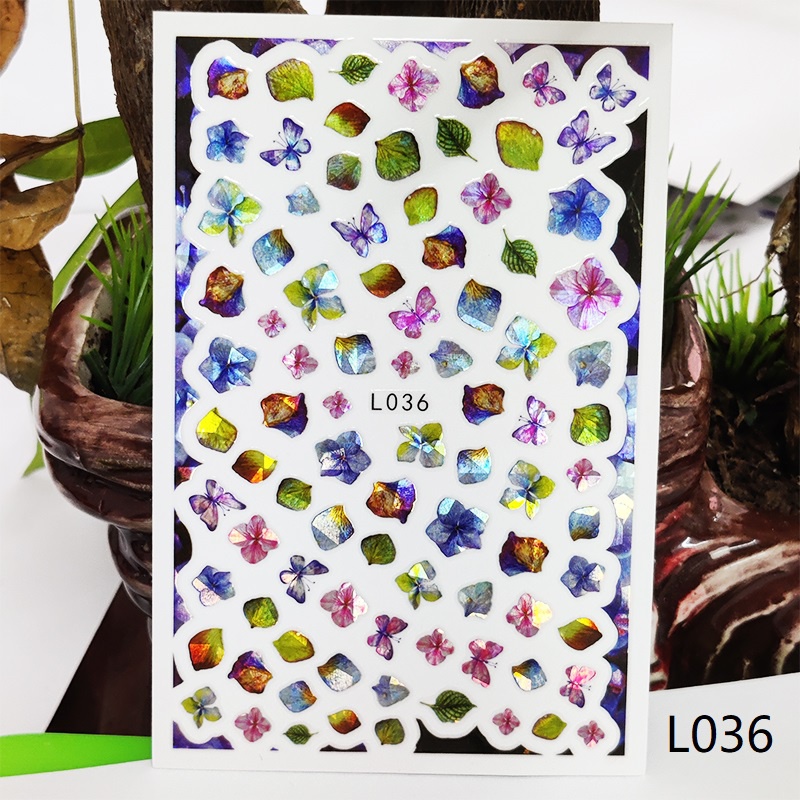 1 Miếng Dán Trang Trí Móng Tay Hình Hoa Lá Trái Tim 3D Thời Trang