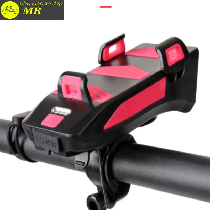 Đèn còi xe đạp siêu sáng sạc usb tính năng 4 trong 1  chống nước tuyệt đối
