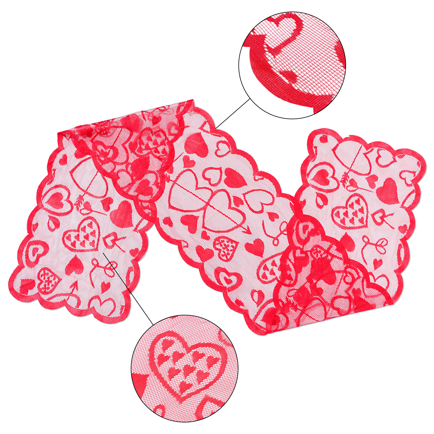 LUCKY 5PCS Romantic Table Placemats Party Lace Table Runner Heart Wedding Anniversary Rectangular Tablecloth Home Dinner Supplies Valentines Day