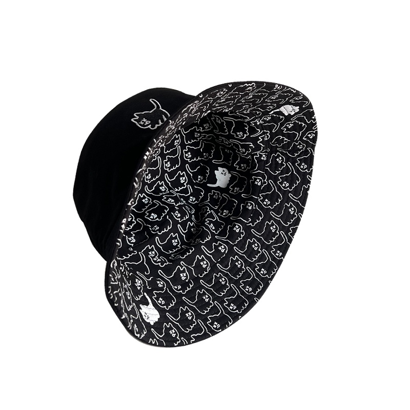 Nón Tai Bèo Chống Nắng Hai Mặt Họa Tiết Mèo Dễ Thương Phong Cách Nhật Bản